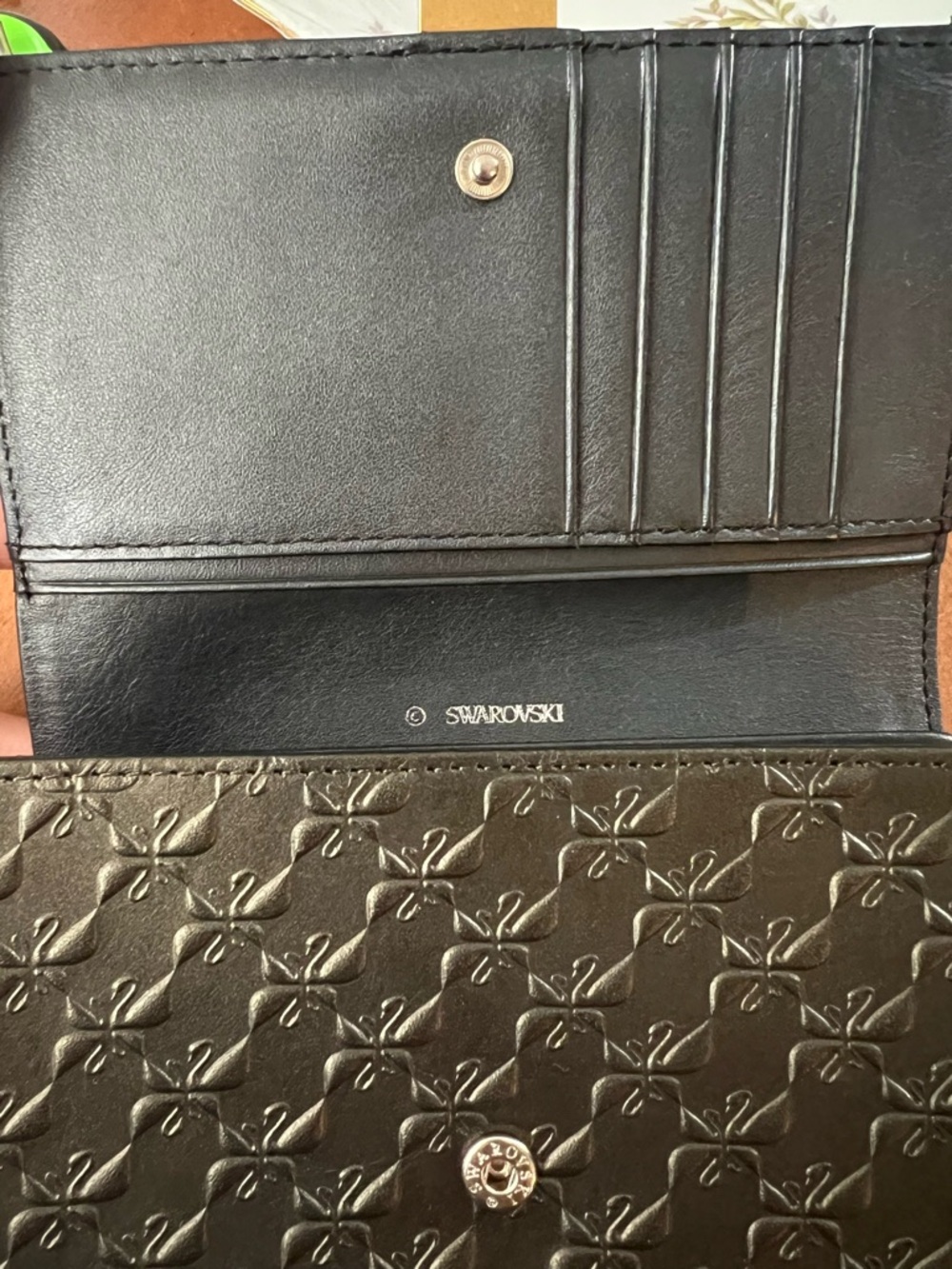 Swarovski Black Embossed Crystal-Trim Wallet - Picture 3 of 6